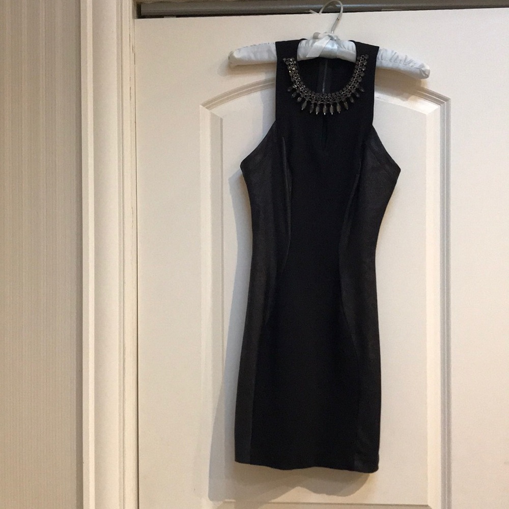 Black halter knee length dress